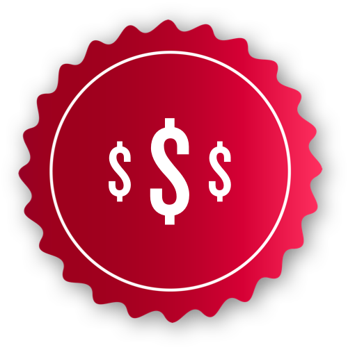 badge icon with 3 dollar signs